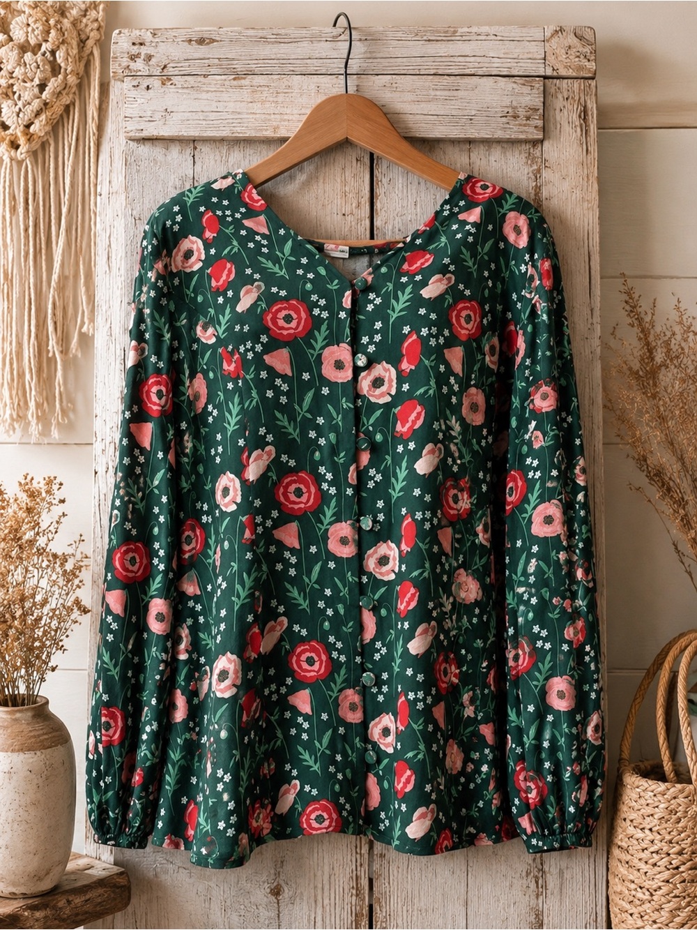 Matilda Jane Yesteryear Tunic Green Multi Color‎ Floral Top Medium